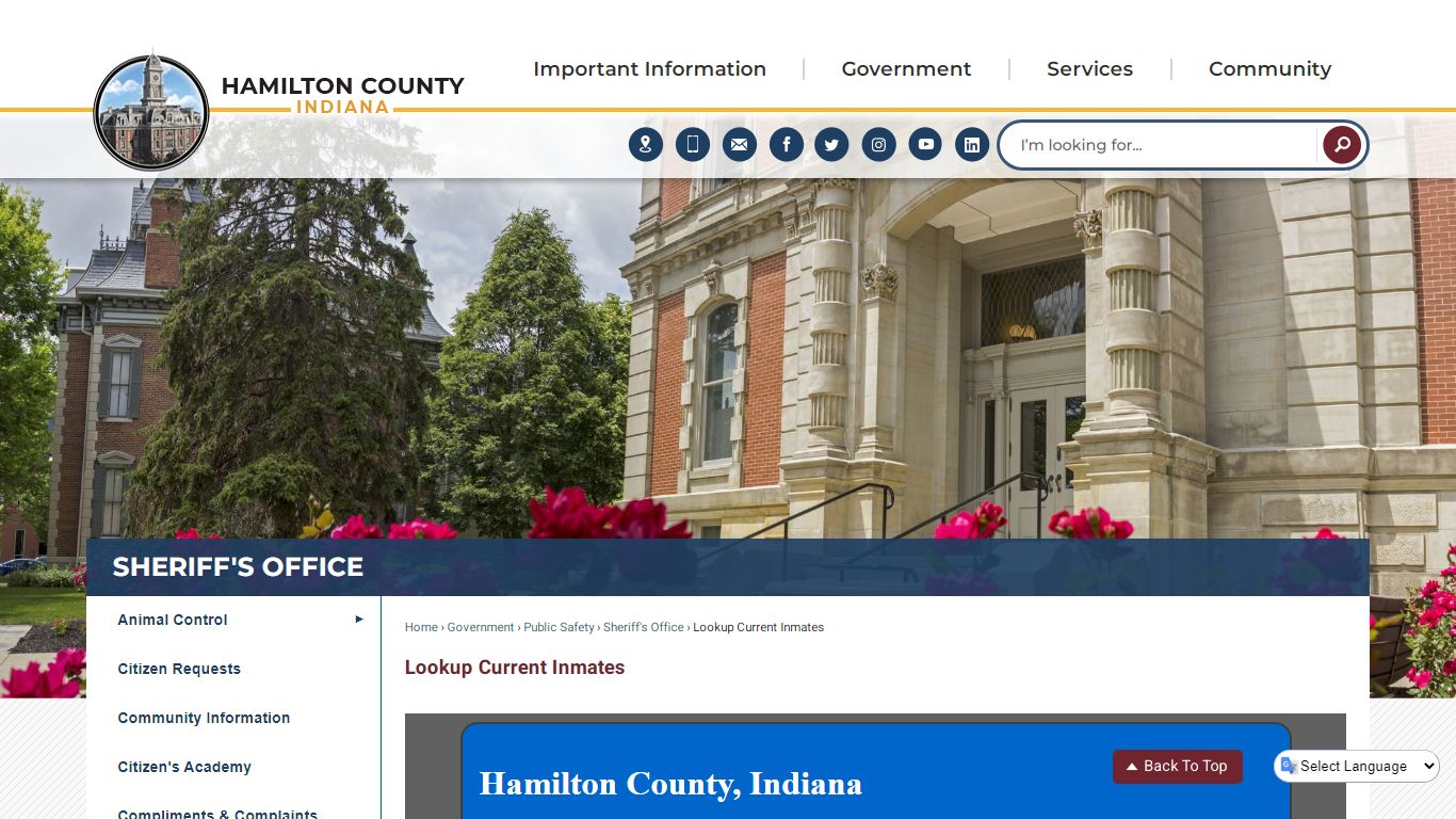 Lookup Current Inmates | Hamilton County, IN